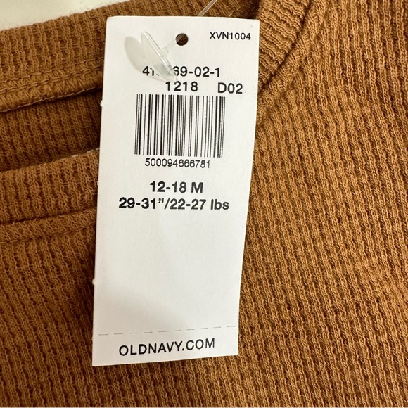 Old Navy Girls Waffle Thermal Ruffle Hem Dress Rust Brown 12-18 Months - Picture 4 of 5